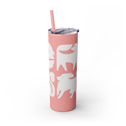 Graphic Dogs Skinny Tumbler with Straw, 20oz