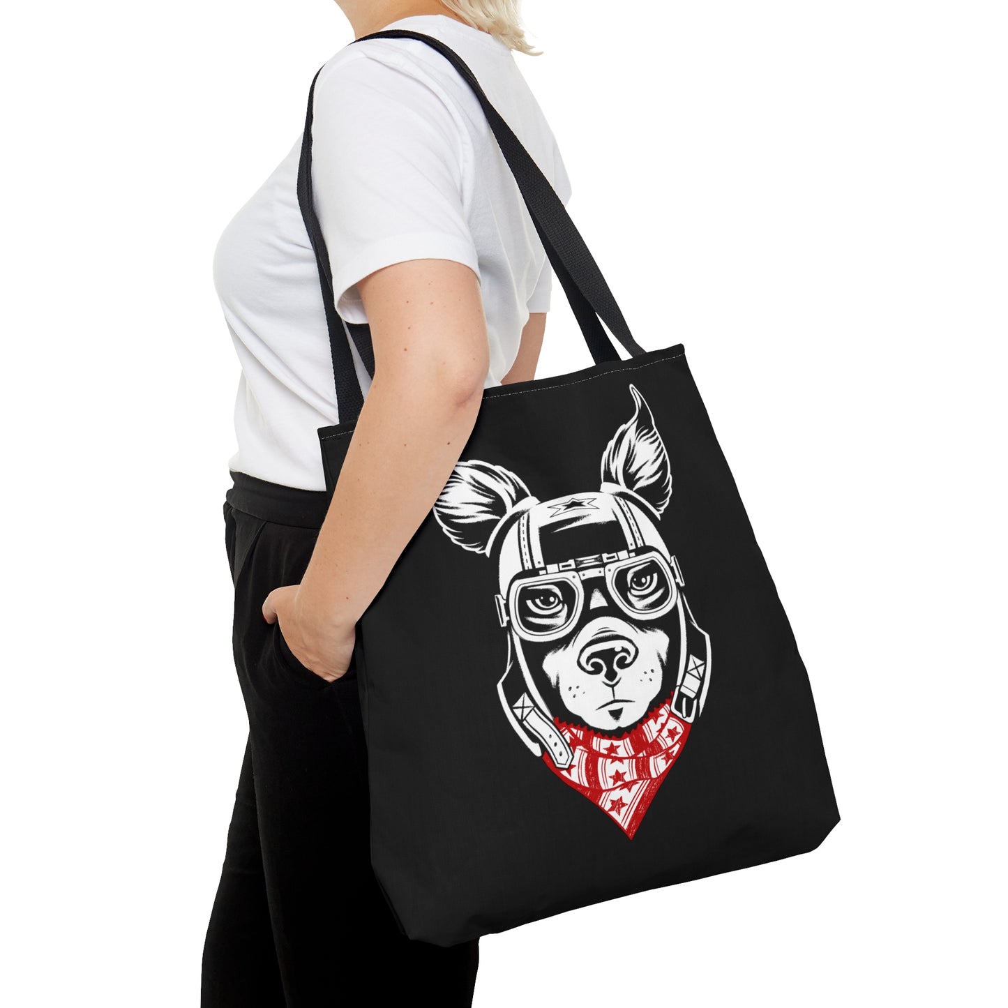 Black Motorcycle Dog Tote Bag