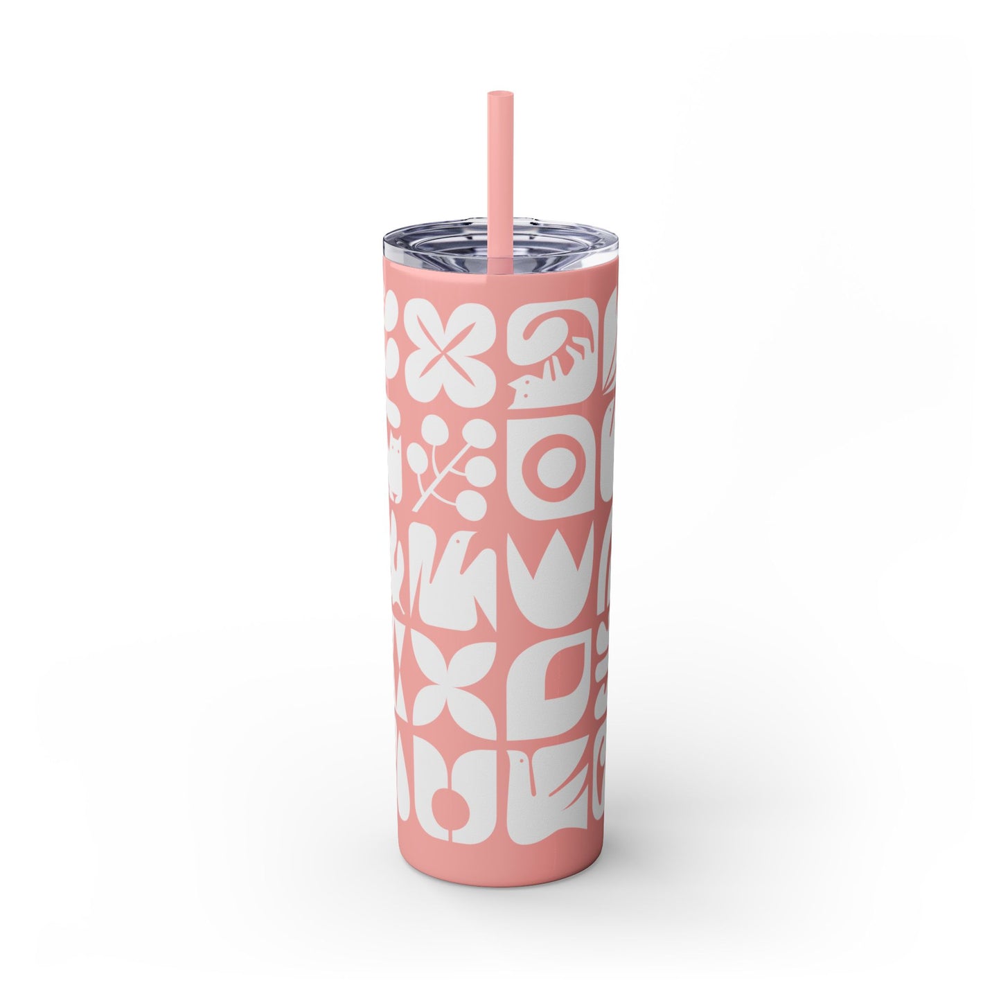 Graphic Cats and Birds Skinny Tumbler with Straw, 20oz