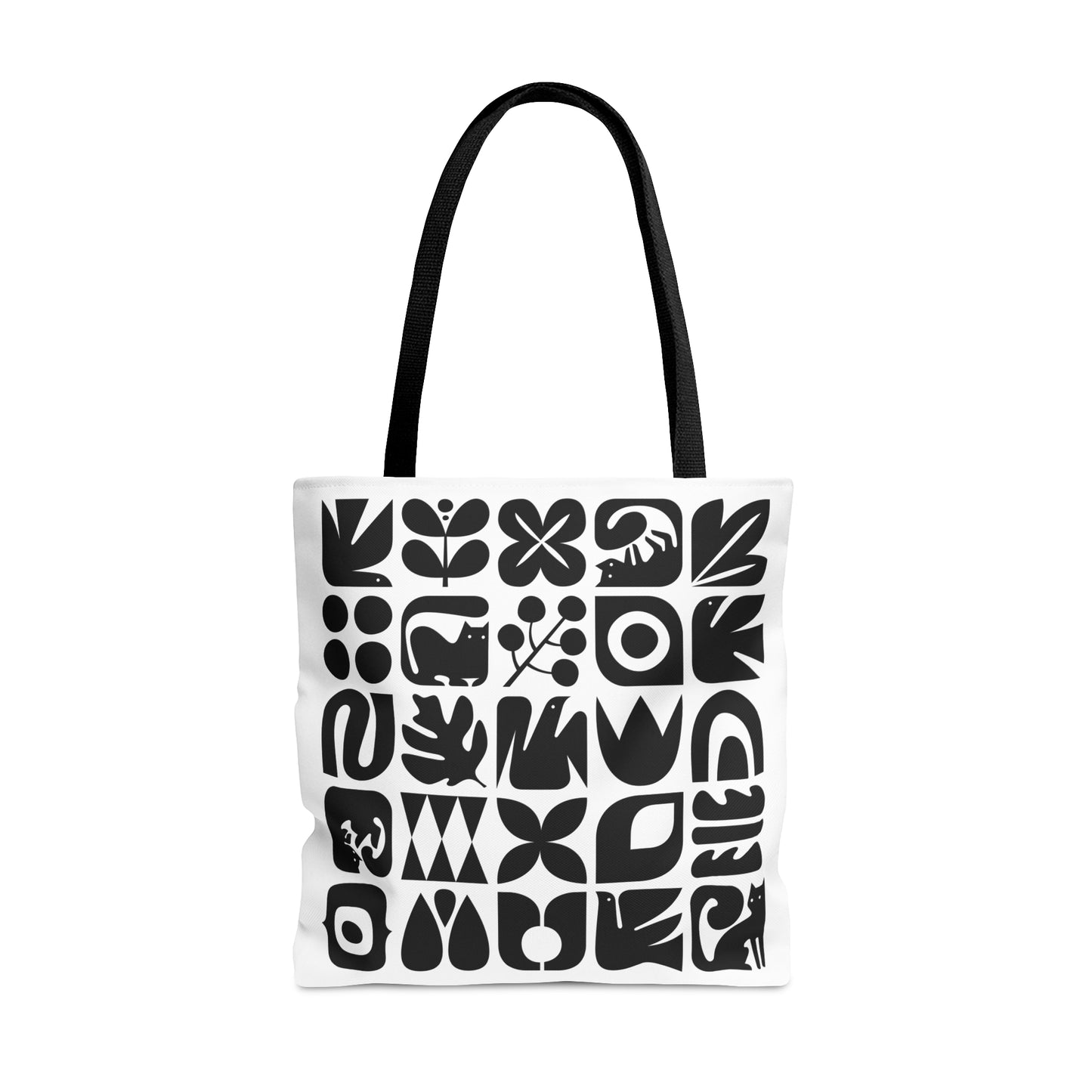 Graphic Cats and Birds Tote Bag