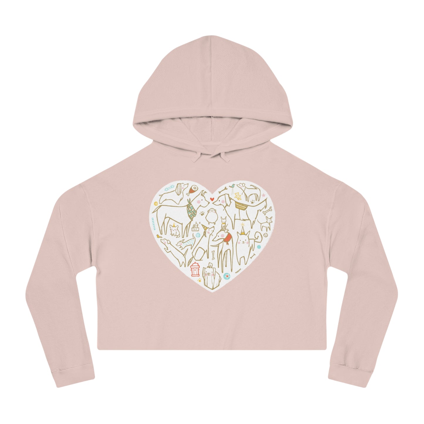 Colorful Dog Heart Women’s Cropped Hooded Sweatshirt