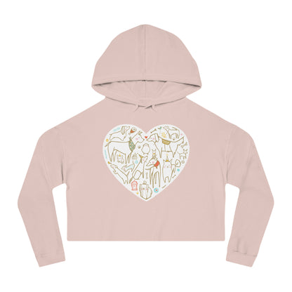 Colorful Dog Heart Women’s Cropped Hooded Sweatshirt