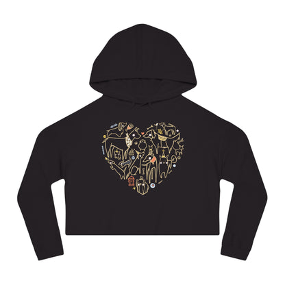 Colorful Dog Heart Women’s Cropped Hooded Sweatshirt