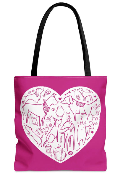 Pink Dog Heart Tote Bag