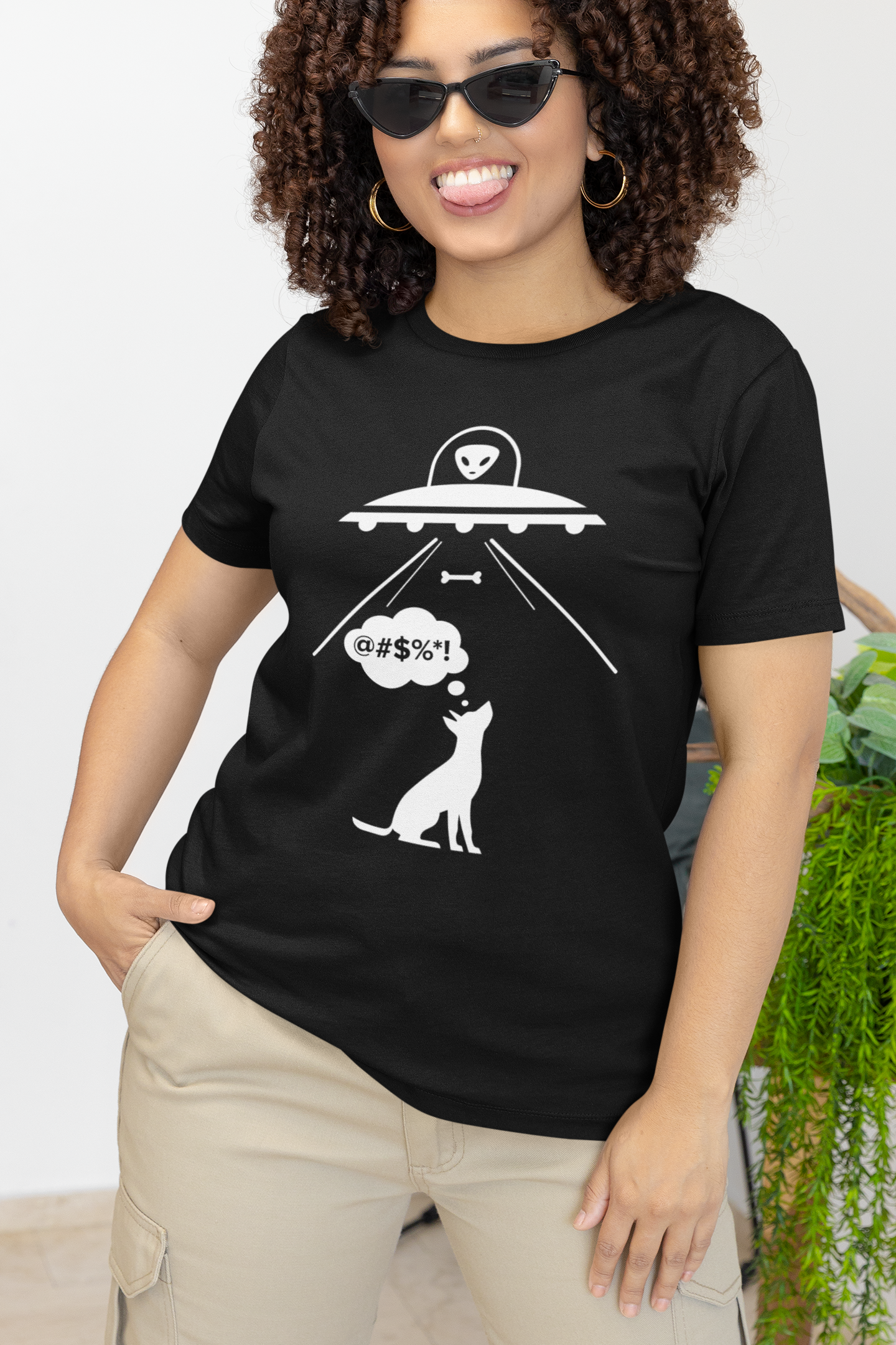 Alien Dog Bone Abduction Women's Graphic Tee