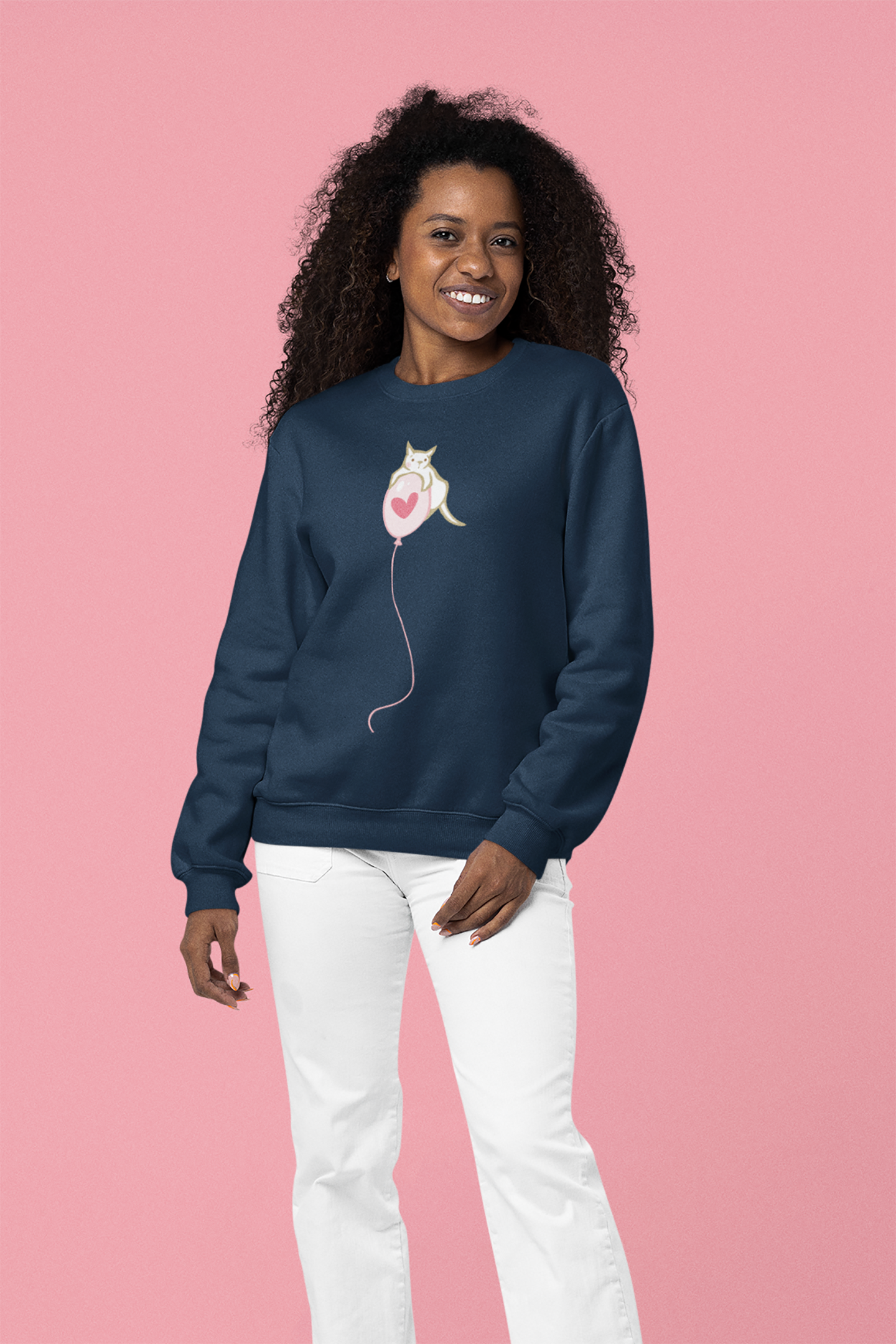 Cat on Heart Strings Women's Heavy Blend Crewneck Sweatshirt