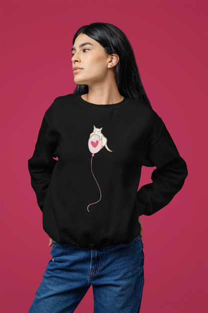 Cat on Heart Strings Women's Heavy Blend Crewneck Sweatshirt