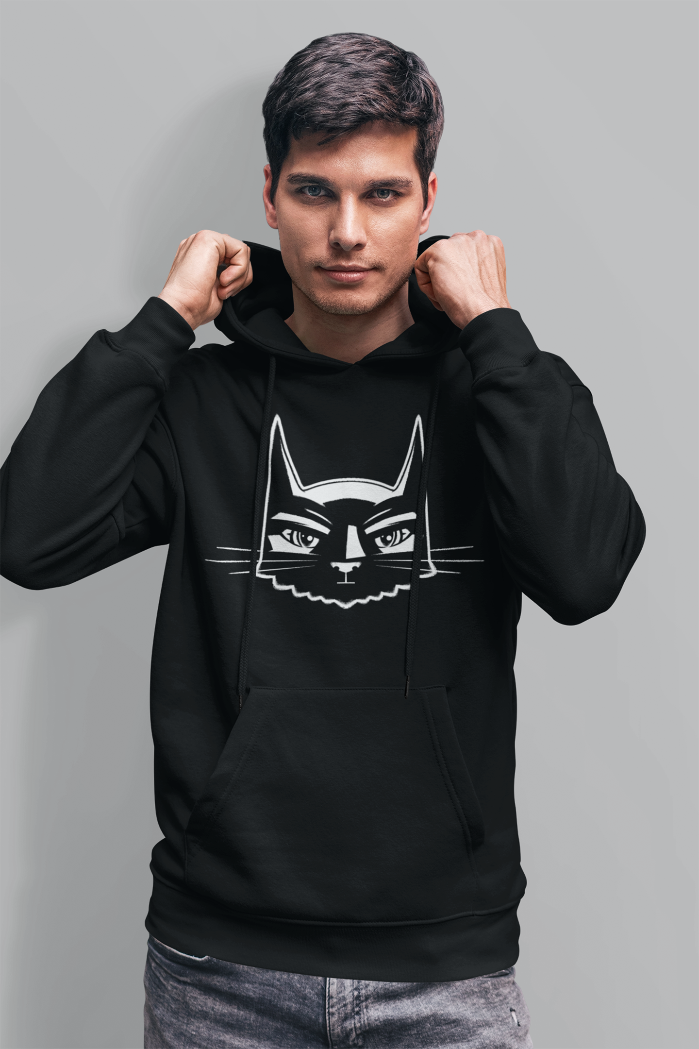 Bat Cat Men's Hooded Sweatshirt