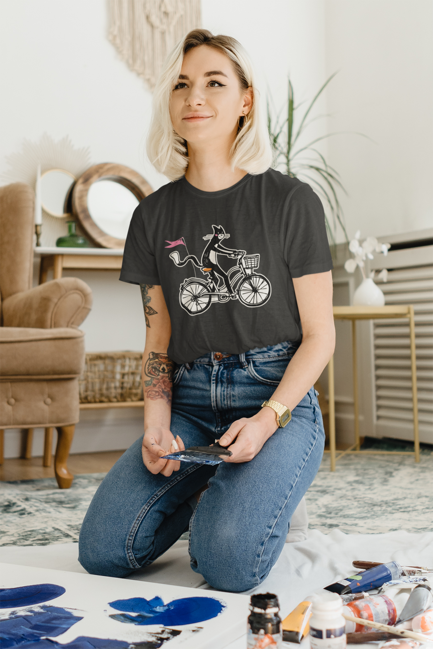 Bicycle Cat Women's Graphic Tee