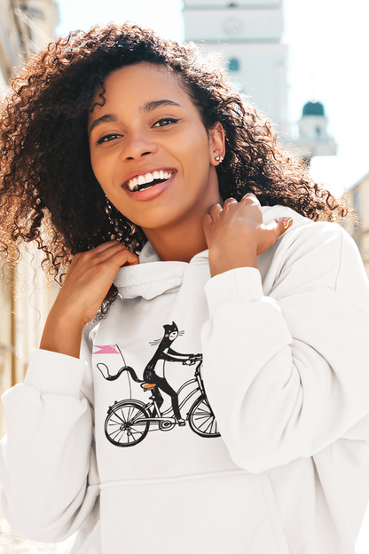 Bicycle Cat Women's Hooded Sweatshirt