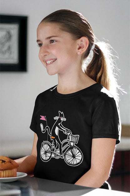 Pedal Paws: Bicycle Cat Kids' Graphic Tee