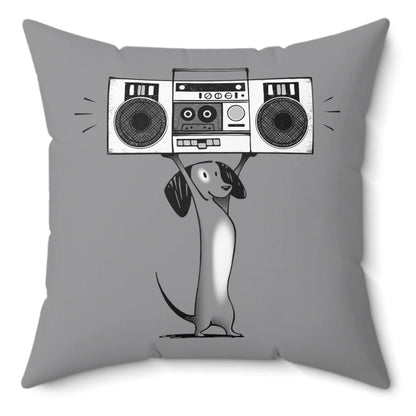 Boombox Dog Spun Polyester Square Pillow
