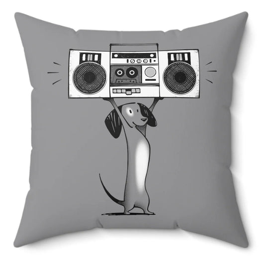 Boombox Dog Spun Polyester Square Pillow