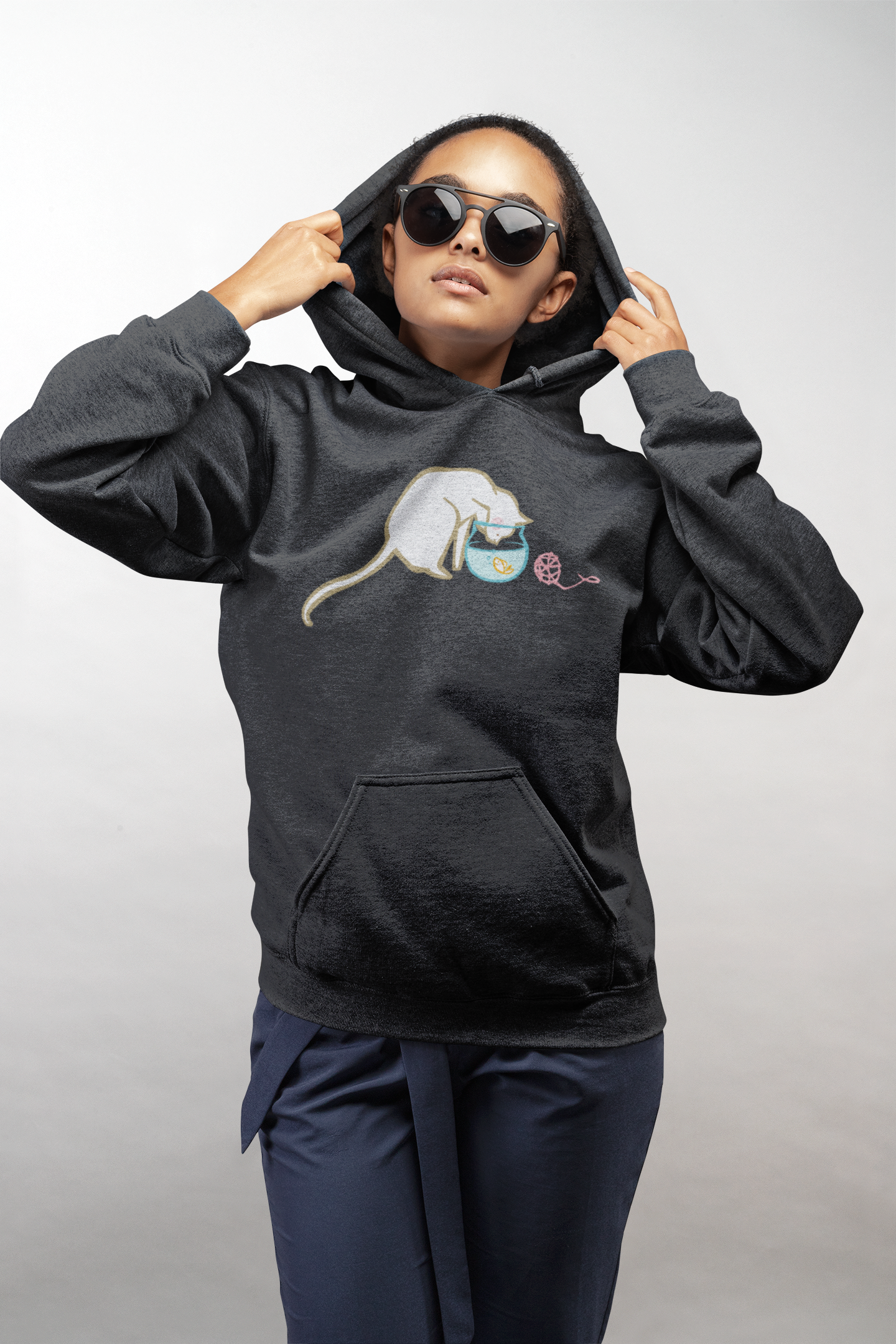 Cat & Fishbowl Women's Hooded Sweatshirt