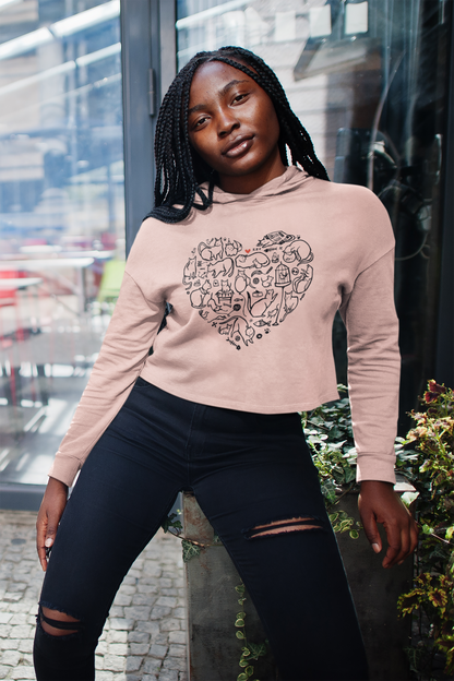 Cat Heart Women’s Cropped Hooded Sweatshirt