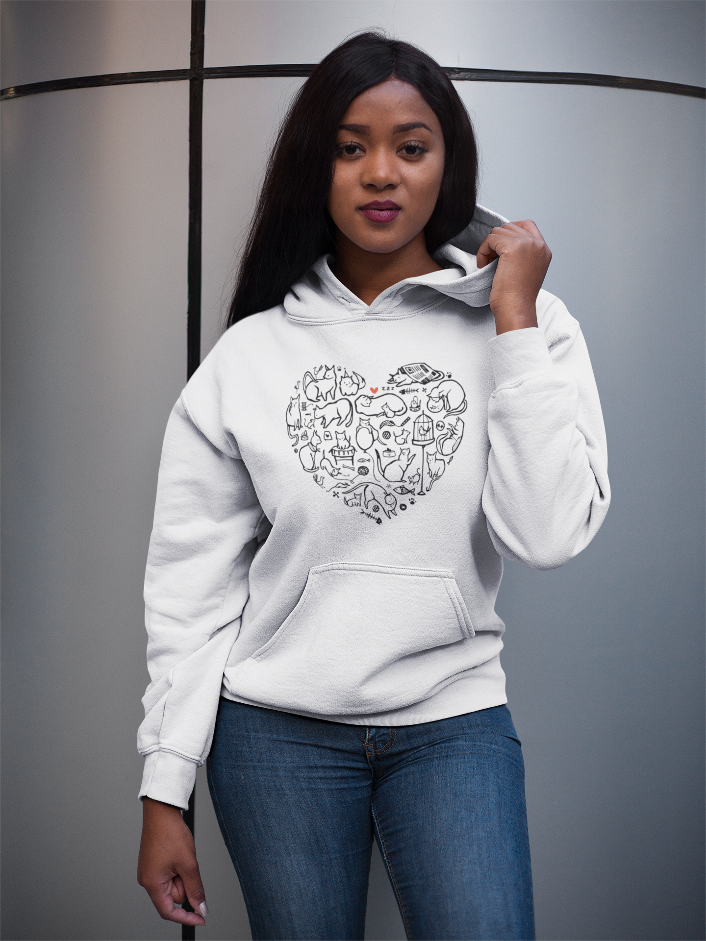 Cat Heart Women's Hooded Sweatshirt