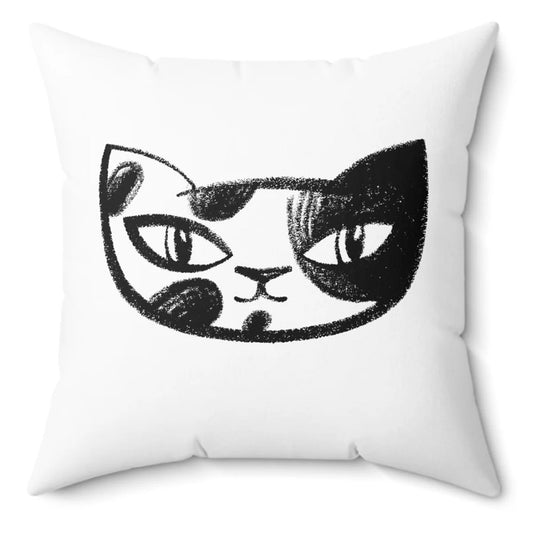 Kitty Cats on White Spun Polyester Square Pillow