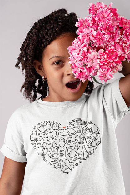 Adorable Cat Heart Kids' Tee – Soft, Stylish, and Full of Love!