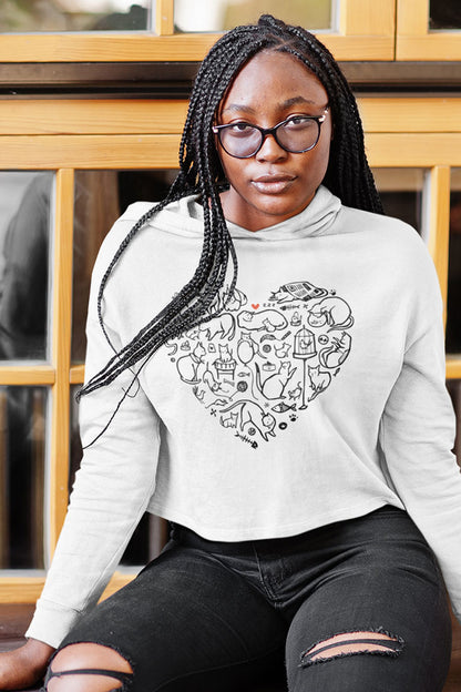 Cat Heart Women’s Cropped Hooded Sweatshirt
