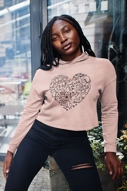 Cat Heart Women’s Cropped Hooded Sweatshirt