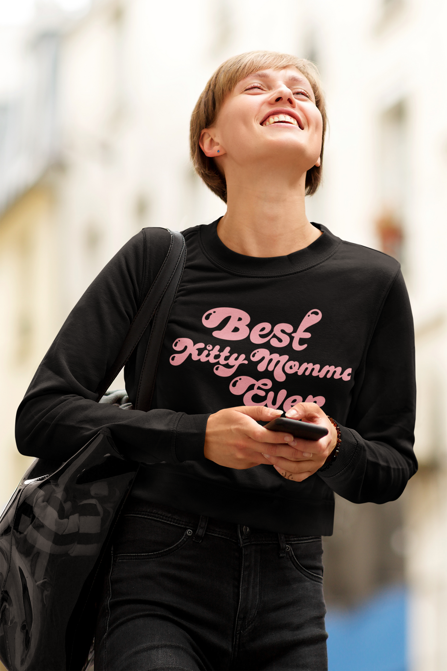 Best Kitty Momma Ever Women's Cropped Sweatshirt