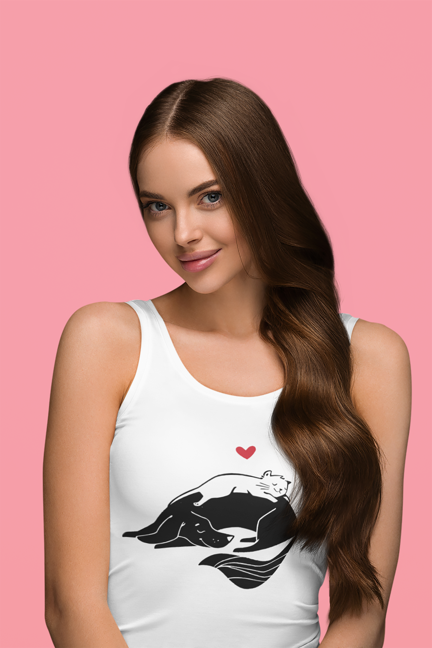 Dog & Cat Cuddling Women's Racerback Tank Top