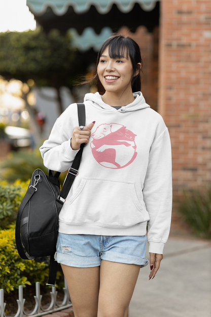 Pink Dog & Cat Hugging Women's Hooded Sweatshirt