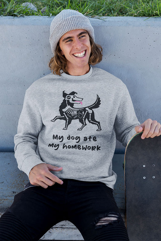 Dog Ate My Homework Men's Heavy Blend Crewneck Sweatshirt