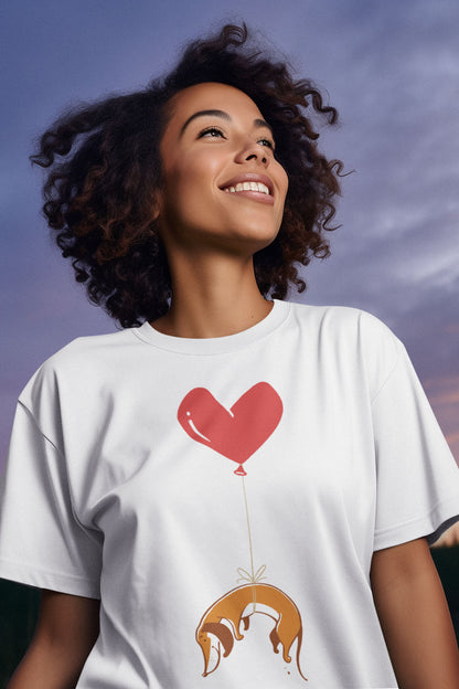 Wiener Dog on Heart Strings Women's Graphic Tee