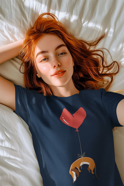 Wiener Dog on Heart Strings Women's Graphic Tee