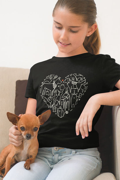 Adorable & Comfy Dog Heart Tee – Perfect for Kids Who Love Pups!