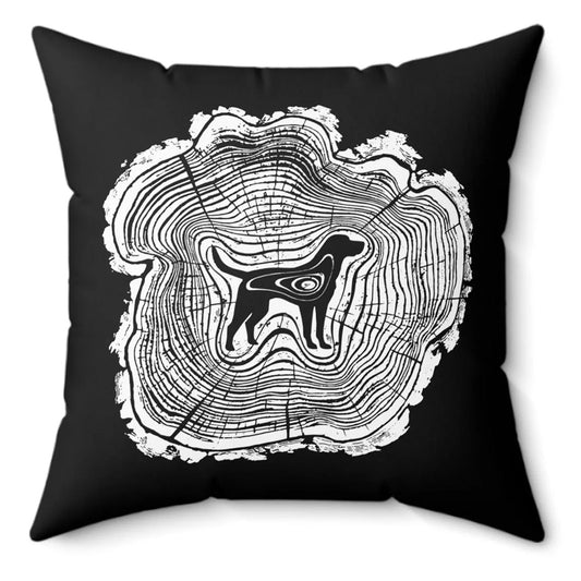 Dogwood on Black Spun Polyester Square Pillow