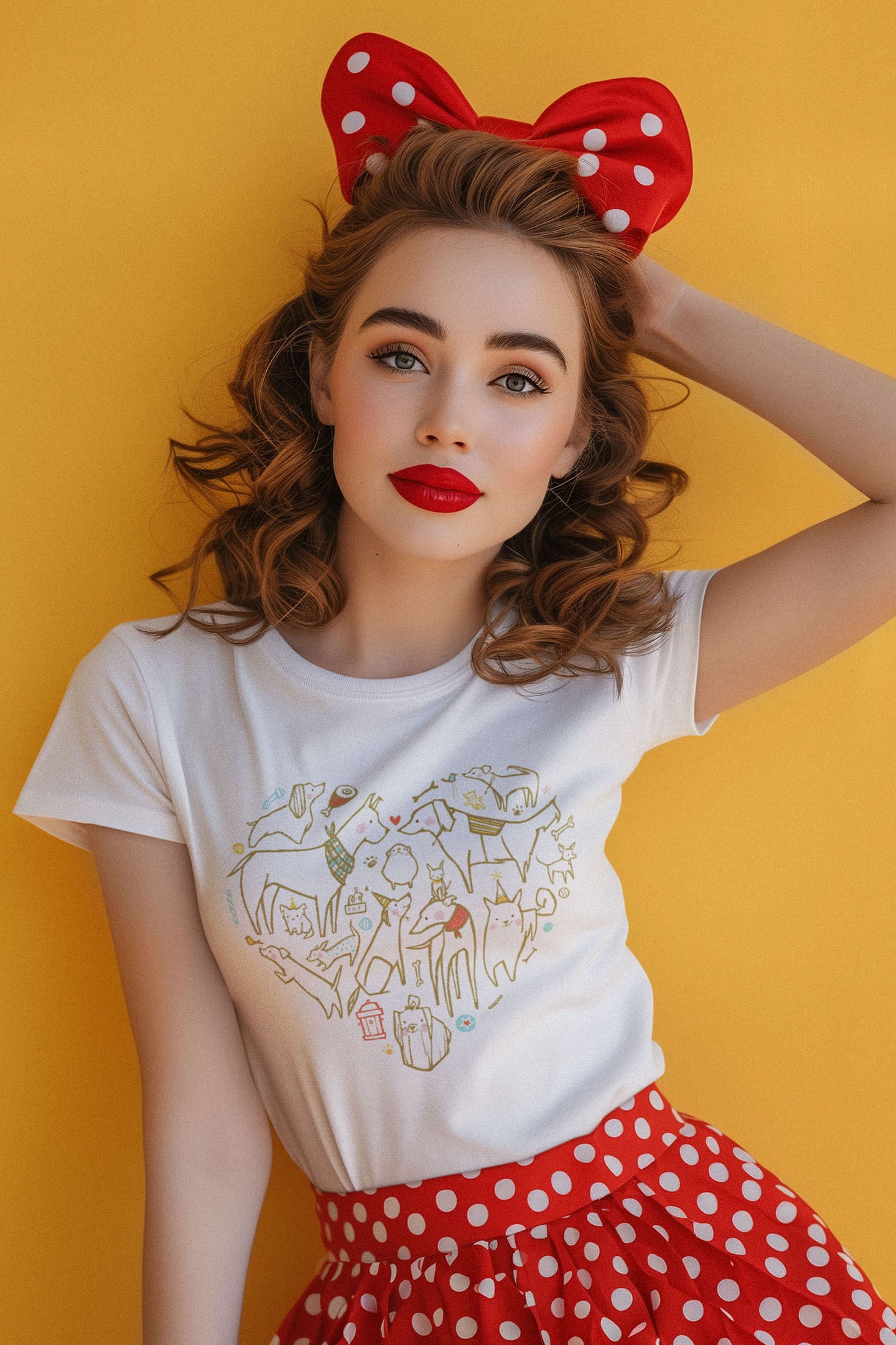 Colorful Dog Heart Women's Fitted Tee