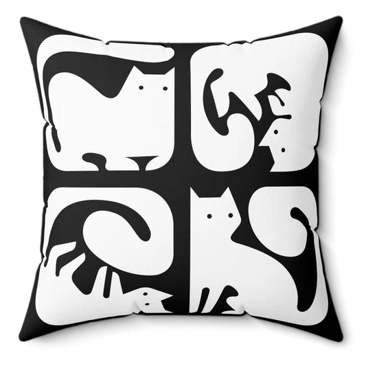 Graphic Cats Spun Polyester Square Pillow