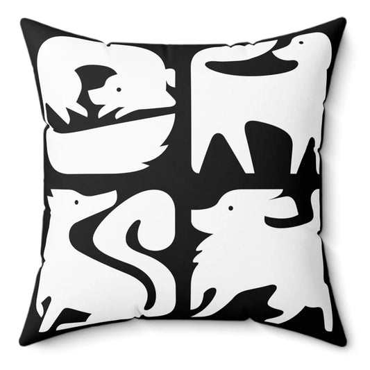 Graphic Dogs Spun Polyester Square Pillow
