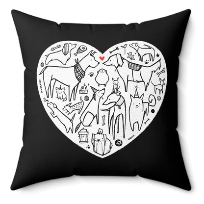 Dog Heart Spun Polyester Square Pillow
