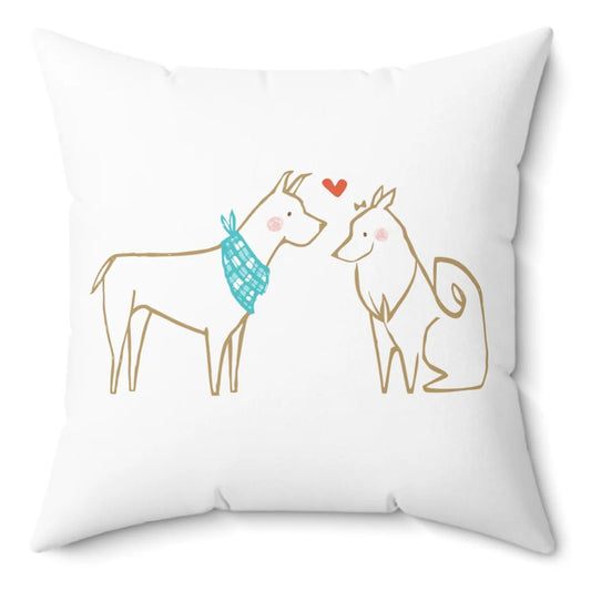 Dogs in Love Spun Polyester Square Pillow
