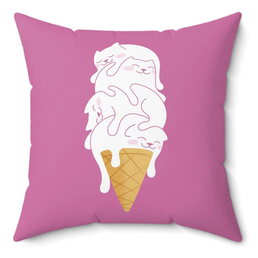 Kitty Cone Spun Polyester Square Pillow
