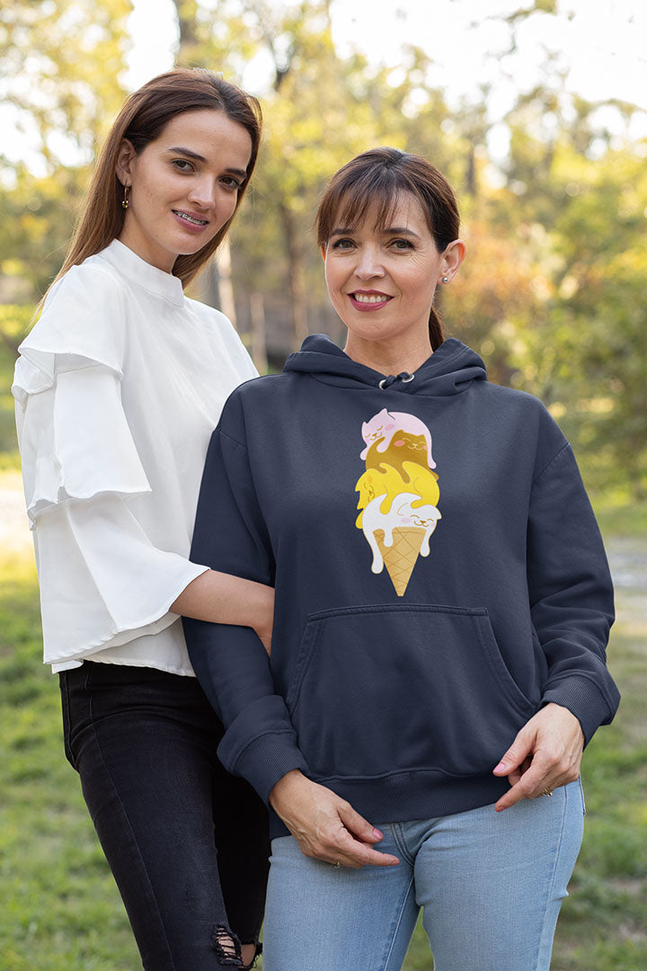 Colorful Kitty Cone Women's Hooded Sweatshirt