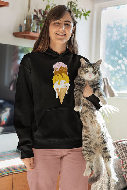 Colorful Kitty Cone Women's Hooded Sweatshirt