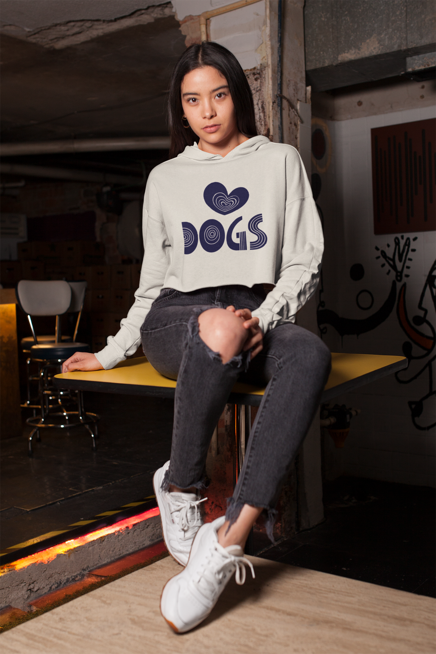 Love Dogs Women’s Cropped Hooded Sweatshirt