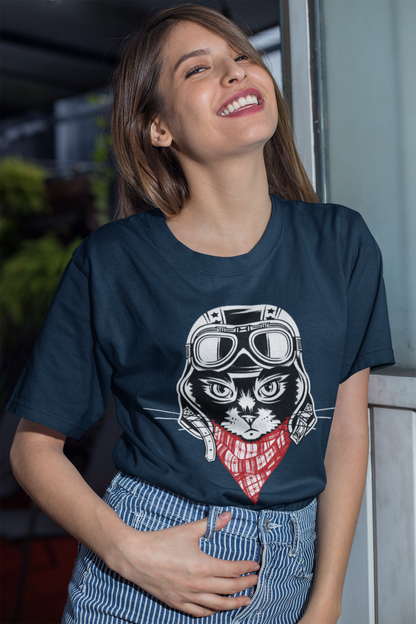 Motorcycle Cat Women's Graphic Tee