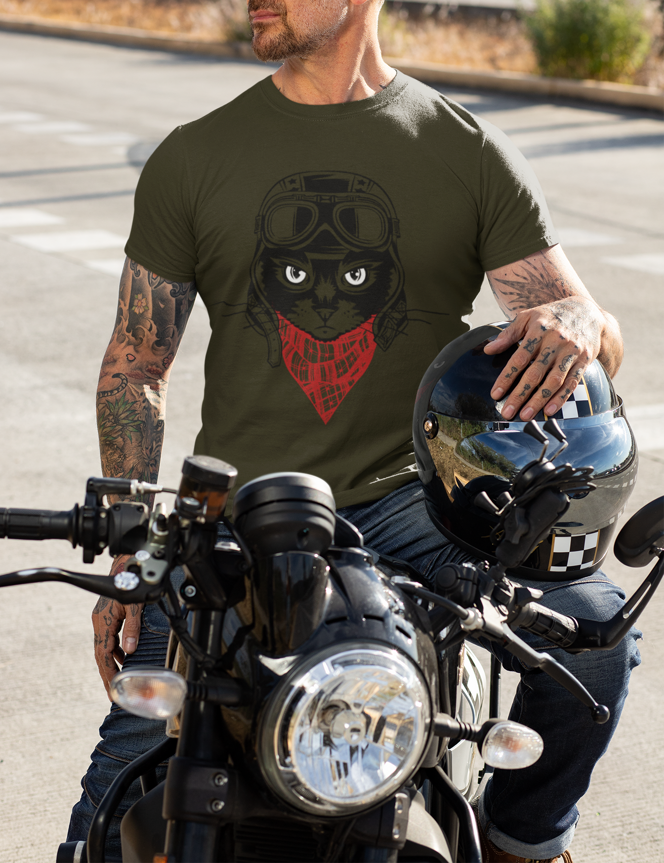 Motorcycle Cat Men's Graphic Tee