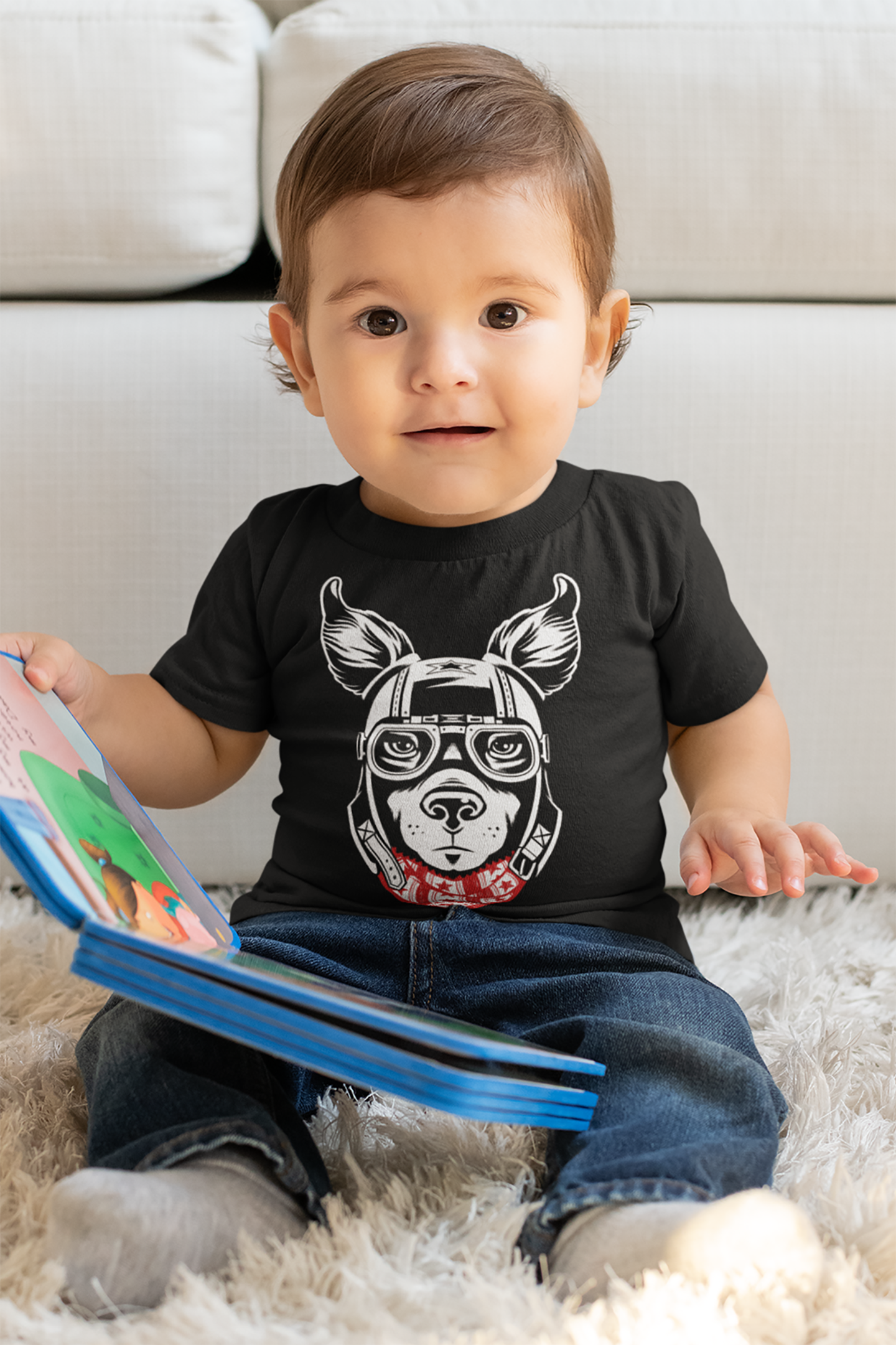 Motorcycle Dog Baby Graphic Tee