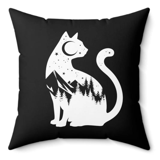 Mountain Cat Spun Polyester Square Pillow