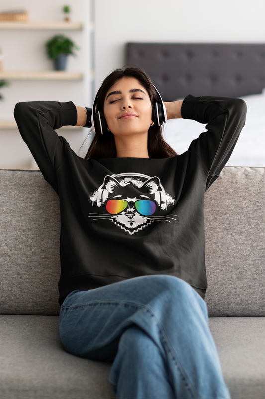 Music Cat Women's Heavy Blend Crewneck Sweatshirt