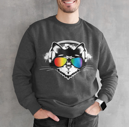 Music Cat Men's Heavy Blend Crewneck Sweatshirt