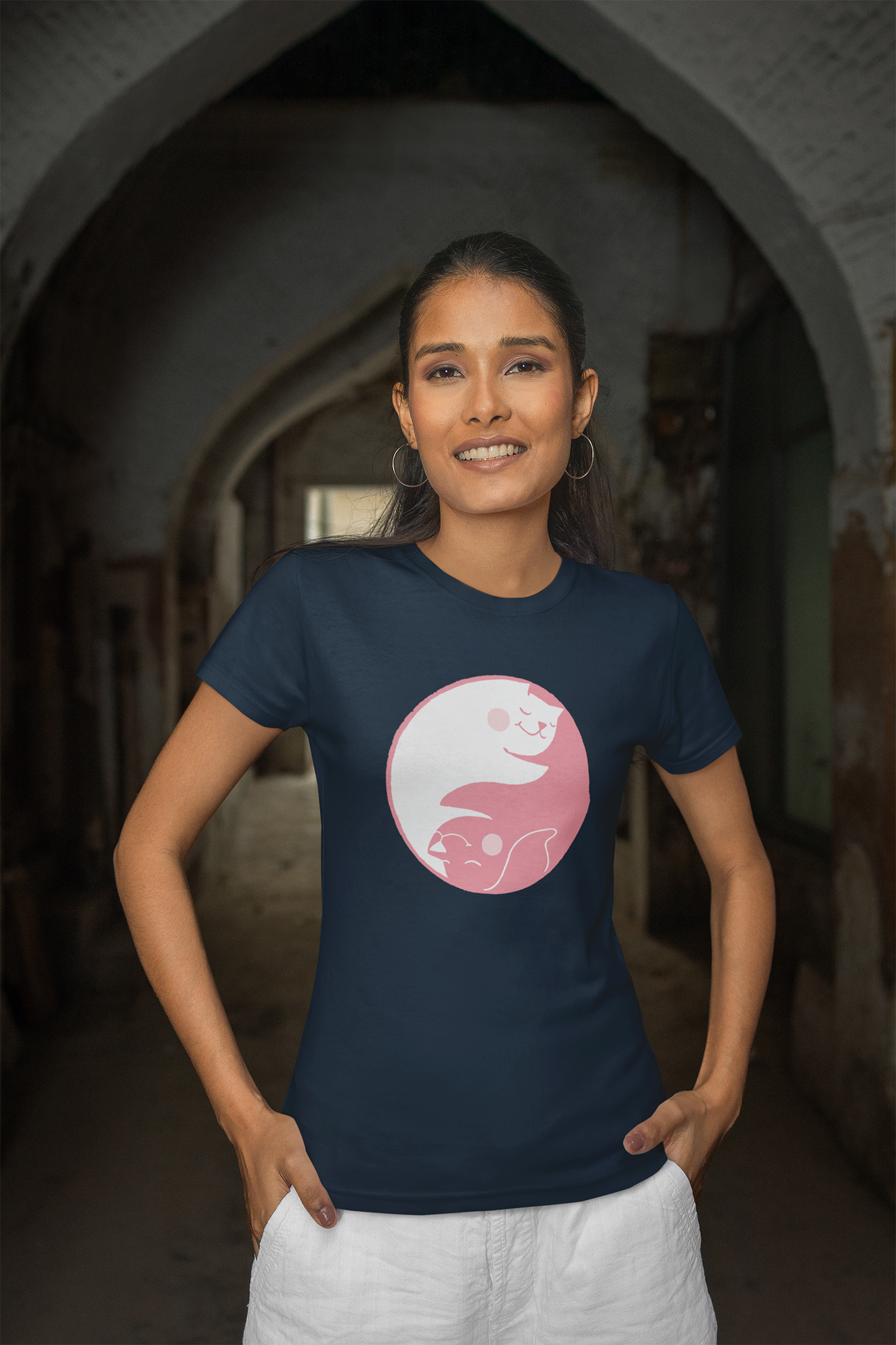 Pink Yin Yang Women's Graphic Tee