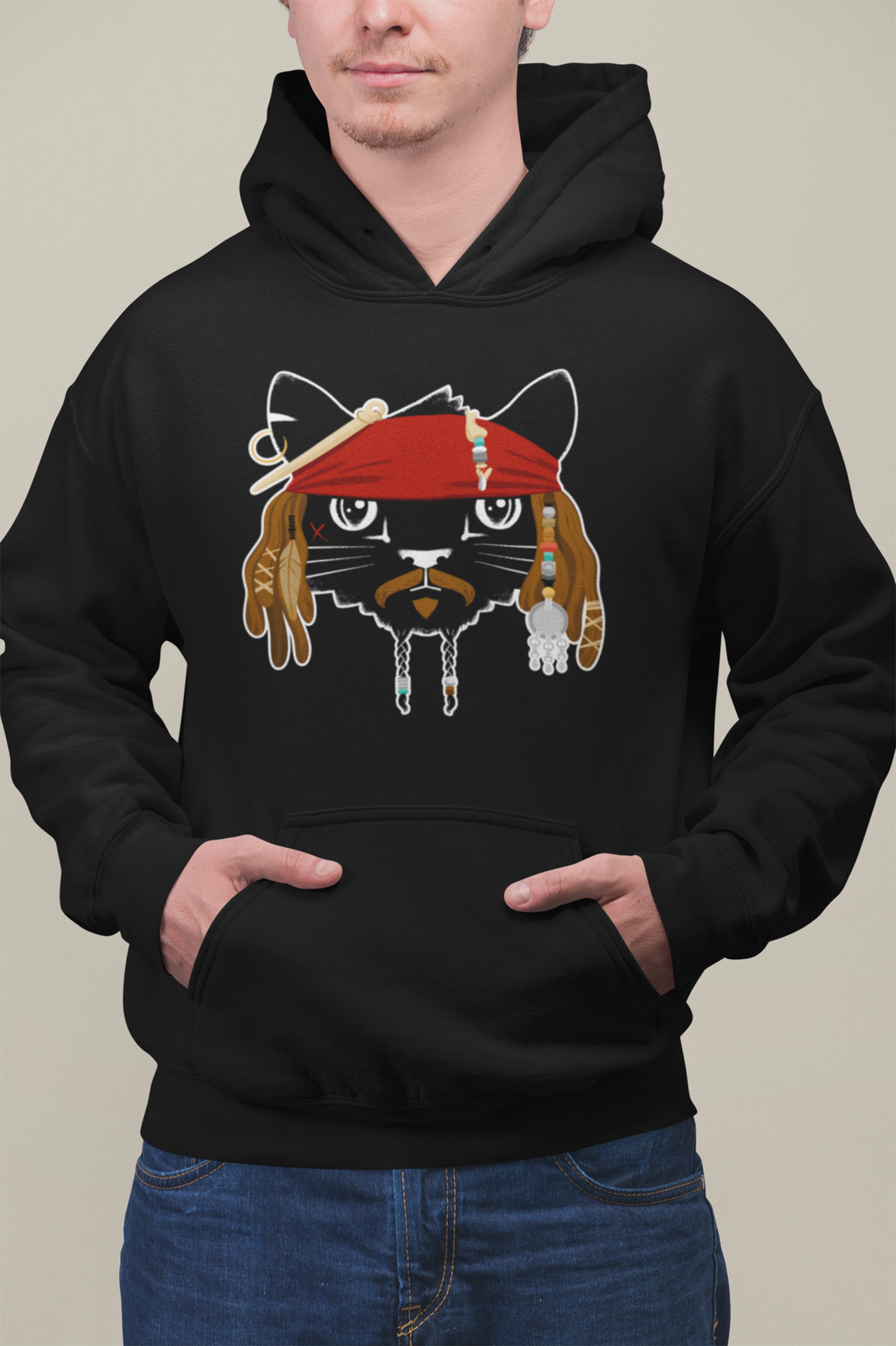 Pirate Cat Men's Hooded Sweatshirt