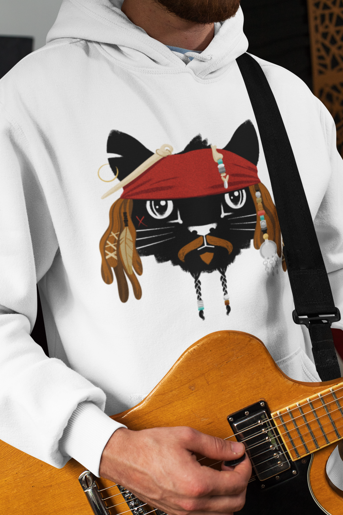 Pirate Cat Men's Hooded Sweatshirt